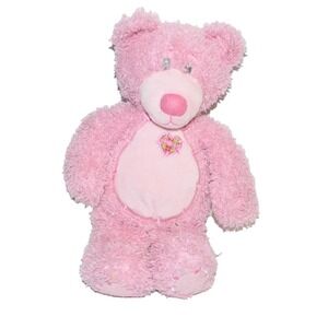First & Main Pink Tender Teddy Bear 12" Plush Toy Plaid Stitch Heart